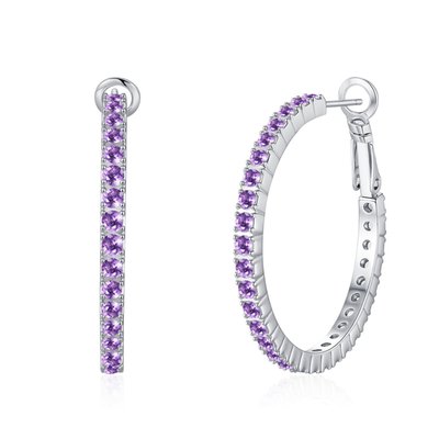 Opulent Glow Hoop Earrings - Amethyst