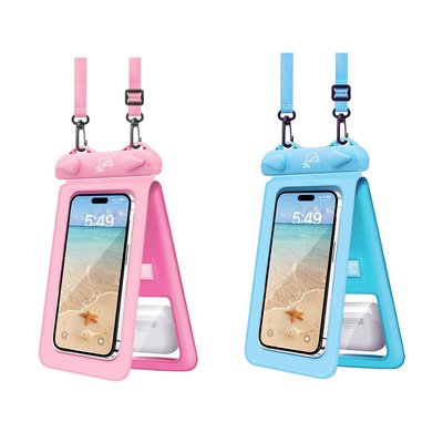 Waterproof Transparent Pouches - 2-Pack - Pink & Blue