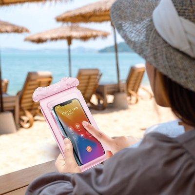 Waterproof Transparent Pouches - 2-Pack - Pink & Blue